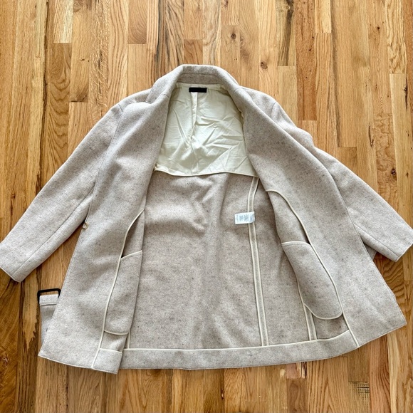 The Row Wool Cashmere Tan Belted Coat with Ostrich Trim – Size S – Made in USA - Picture 8 of 10